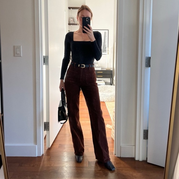 Reformation Jeans Alyssa Cotton-Corduroy Wide-leg pants NWT - Picture 8 of 8
